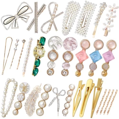 Image of KEYRI 30 Pcs Pearl Hair Clips Hair Accessories for Women Hair Barrettes Headwear Styling Tools Makeup Hair Clips Women Curl Pin Clips for Bangs Snap hair clips Hairpins Gifts for Girls (30 Pieces)