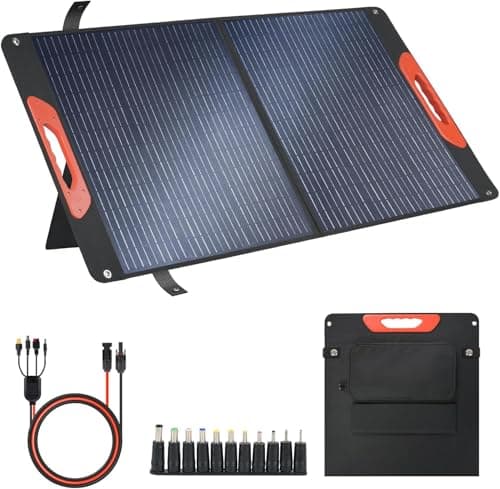 Image of iFvBey 100W Foldable Solar Panel - Charger for Power Stations | Monocrystalline 23.5% High Efficiency QC3.0 USB-A/USB-C Output | IP65 Waterproof | Portable for Camping, RV, Emergency Blackout