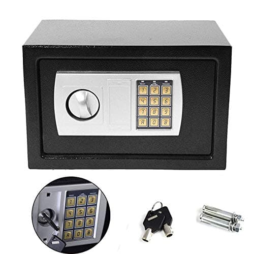 Image of Electronic Safe 8.5L Cash Digital Safe Lock Box Steel Security Construction with 2 Keys For Office or Home Wall or Floor Mounted 20x31x20CM, Black