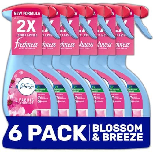 Image of Febreze Fabric Refresher & Air Freshener Spray Laundry & Fabrics Scent Boosters - Sofas, Carpet & Curtains Odour Eliminator - Blossom & Breeze 375ml - Box of 6
