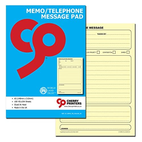 Image of Cherry Memo Book/Telephone Message Pad A5 100 Coloured Pages 80gsm (Yellow)