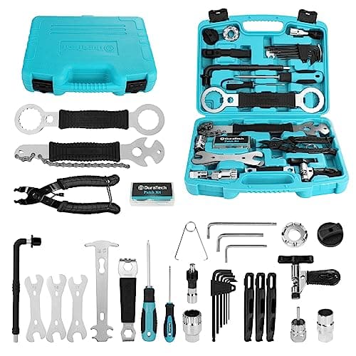 Image of DURATECH 41-Piece Professional Bicycle Repair Set, Bicycle Repair Kit with Tool Box, Bike Tool Kit, Home Multi-Purpose Repair Kit, Suitable for Professional Bicycle Repair, Home Routine Repair, DIY