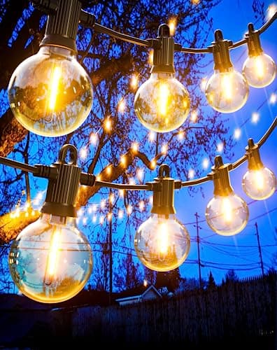Image of Zuske Outdoor Festoon Lights Mains Powered, 20m/66FT Garden String Lights Waterproof IP65 with 30+2 G40 Globe Shatterproof Bulbs for Outside Backyard Patio Balcony Terrace Party Porch (Warm White)