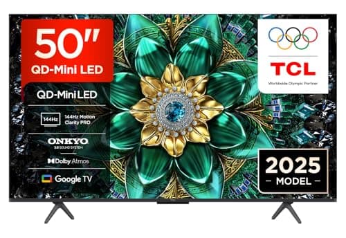 Image of TCL 50Q6C-UK QD-Mini LED TV, 4K HDR Premium 1000nits, Smart TV Powered by Google TV (Dolby Vision IQ & Atmos, 144Hz Motion Clarity Pro,2025 Model)