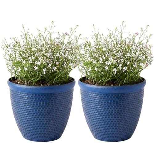 Image of SG Traders 2 x Large Plastic Round Cromarty Plant Pot Flower Pot Planter Garden Decoration 40cm Plant Pot Outdoor Flower Pots Outside Garden Planters Outdoor With Drainage Holes