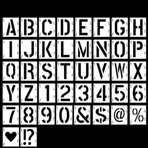 Image of DOETYD 42 Pcs Stencils Letters and Numbers Kit, Reusable Large Letter Stencils, Interlocking Alphabet Stencil for Painting on Wood Wall Fabric Rock DIY Art Projects (6INCH)