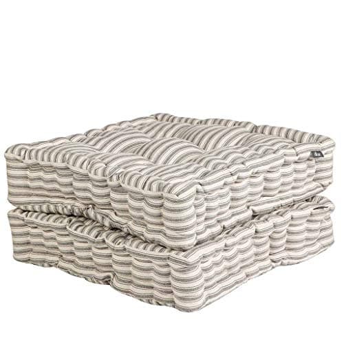 Image of Dibor Dining Chair Seat Pad Set - Set of 2 Machine Washable Indoor/Outdoor Furniture Chair Cushions (Grey Stripe)