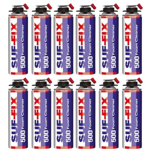Image of SUF-FIX 12x Expanding PU Foam Gun Cleaner | 500 ml Contractor Grade Liquid Cleaning | Designed to Absorb and Remove PU Foams (Clear, Pack of 12)