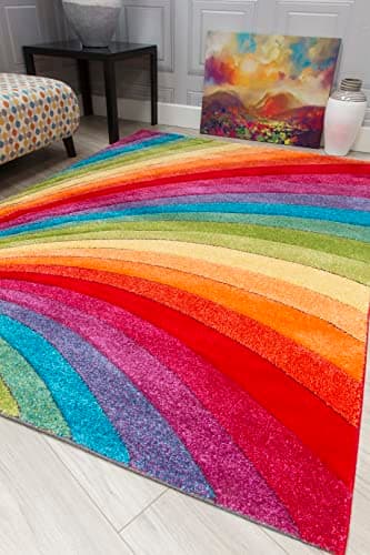 Image of Rugs Supermarket Candy Multicoloured Rainbow Design Rug. Available in 6 Sizes (120cm x 170cm)