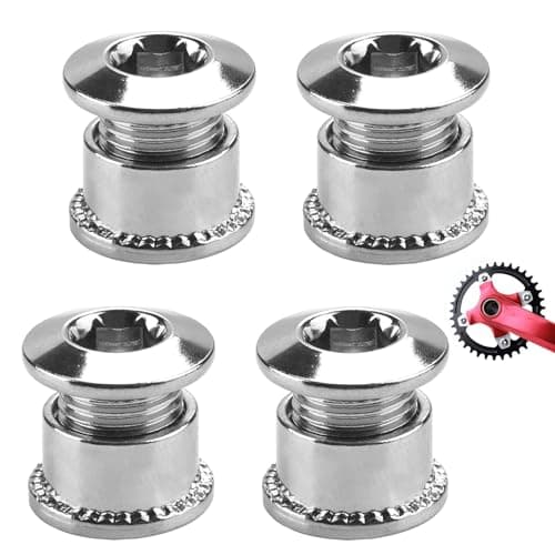 Image of 4Pcs Durable Single Chainring Bolts Smooth Surface Single Chainwheel Bolts Nuts Effective Alloy Steel Crankset Screws for Road Bicycle Crankset