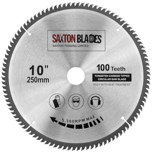 Image of Saxton TCT Circular Fine Cutting Wood Saw Blade 250mm x 30mm x bore x 100T Compatible with Bosch Makita Dewalt