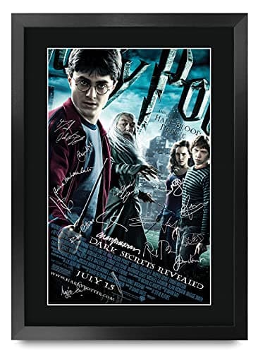 Image of HWC Trading Half-Blood Prince Harry Potter The Cast Daniel Radcliffe Emma Watson Rupert Grint Gifts Printed Poster Signed Autograph Picture for Movie Memorabilia Fans - A3 Framed