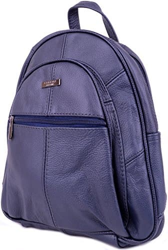 Image of Ladies/Womens Genuine Leather Travel/Work/Holiday Rucksack/Backpack - Navy