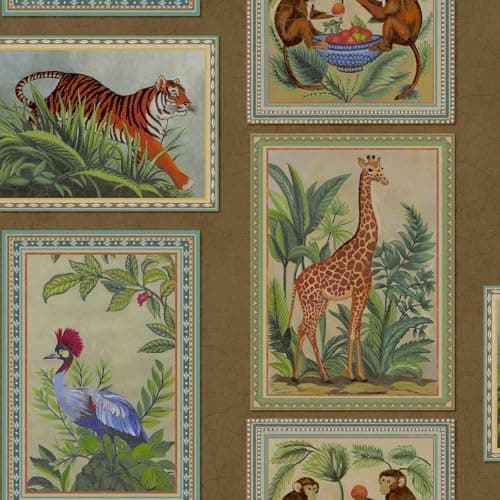 Image of Holden Odyssey Tropical Palm Leaf Frames Wallpaper - Gold Metallic Finish - Luxury Jungle Theme for Living Room & Bedroom (14270)