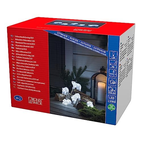 Image of Konstsmide Outdoor Christmas Decorations LED Acrylic Five Polar Bears/Christmas Lights Outdoor (IP44) / 40 White LEDs/Transparent Cable