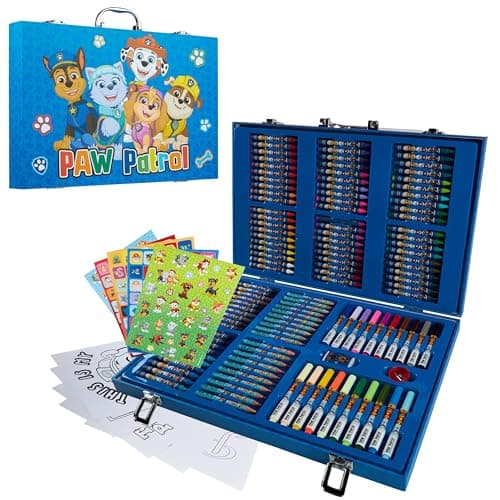 Image of Paw Patrol Art Set for Kids Colouring Pencils Felt Tip Pens Crayons Stationery Crafts for Girls Boys Art Supplies Preschool Travel 130 Pcs Gift Set