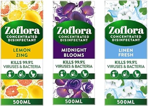 Image of Zoflora Concentrated Multipurpose Disinfectant Bundle - Lemon Zing, Midnight Blooms & Linen Fresh - one of each