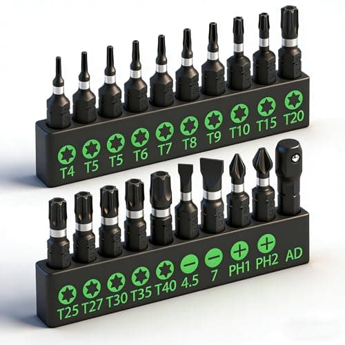 Image of 20-Piece Torx Screwdriver Bit Set, T4-T40 Security Torx Bit Set, Tamper Resistant Star Bits, 1/4-inch Hex Shank, S2 Alloy Steel Bits with Storage Holder