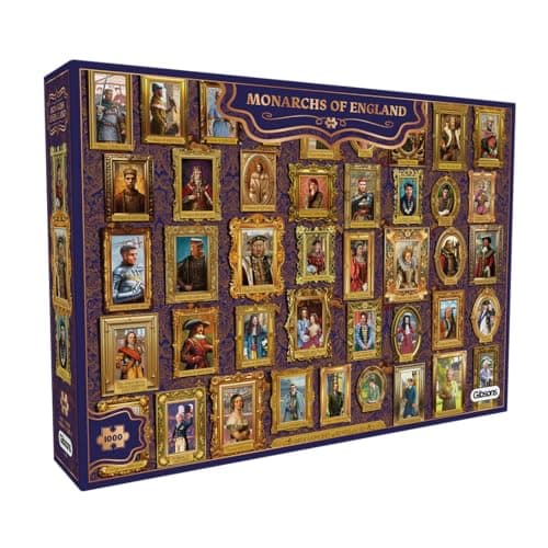 Image of Gibsons Monarchs of England 1000 Piece Jigsaw Puzzle for Adults – British Royal History Puzzle Featuring Kings & Queens Timeline – Educational Premium Puzzle - Sustainable Gift for History Lovers