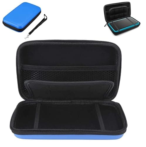 Image of SILCOSTAR Carry Travel Storage EVA Hard Protective Case Cover for 2DS XL Console / 3DS XL & Accessories with Double Zipper and 8 Game Holders for 2DS XL / 3DS XL Game (Blue)