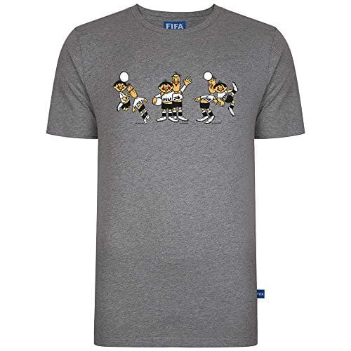 Image of Score Draw FIFA 1974 Three Mascot T-Shirt Grey X-Large Polyester