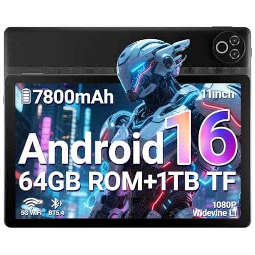 Image of Laptok Android 16 Tablet, 11 Inch Tablet with 20GB RAM+64GB ROM/1TB TF, 7800mAh Android Tablets, 5G WiFi | Widevine L1 | Bluetooth 5.4 | 5MP+8MP | OTG | 1080P - Black