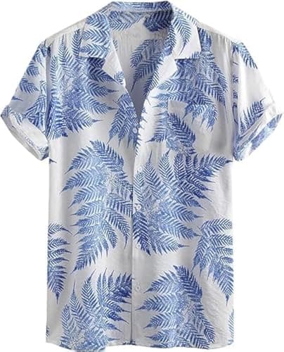 Image of Runcati Men's Hawaiian Shirt, Short Sleeve Shirt, Funky Summer Shirt, Casual Beach Shirt, Button Down Casual Shirt, Hawaii Vacation Shirt, White, L