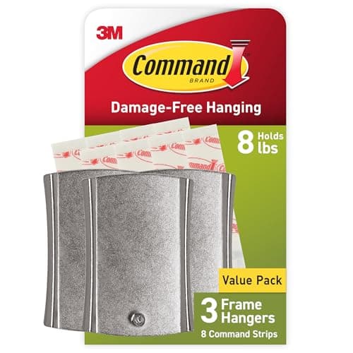 Image of Command PH048-3NA Universal Frame Hanger, Holds 8 lbs, White, Decorate Damage-Free, Easy to Open Packaging, Jumbo, 3