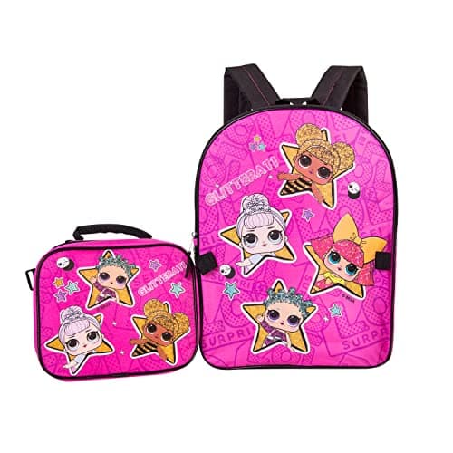 Image of L.O.L. Surprise Backpack Combo Set - Girls' 4 Piece Backpack Set - L.O.L. Surprise Backpack & Lunch Kit (Hot Pink)