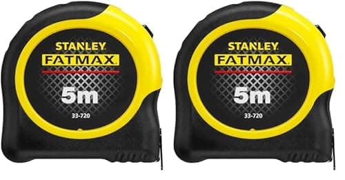 Image of STANLEY FATMAX 5m Metric Tape Measure, Blade Armour Coating, 3.3m Tape Standout, Magnetic Hook End, 0-33-726 (Pack of 2)