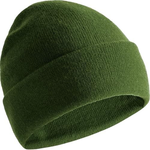 Image of Lynmquober Mens Cuffed Beanie Unisex Knit Basic Skull Cap for Women Army Green