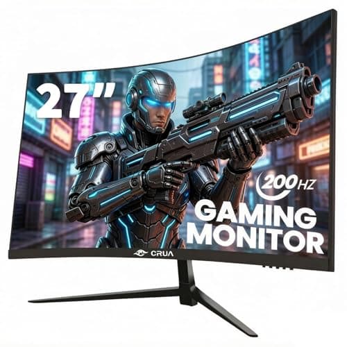Image of CRUA 27 Inch 180Hz/200Hz Curved Gaming Monitor, FHD 1920 * 1080P Frameless 1800R Computer Monitor, 1ms GTG with FreeSync, Low Motion Blur, Eye Care, VESA100*100, DisplayPort, HDMI, Black