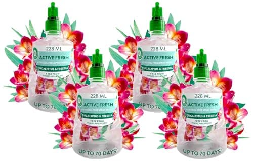 Image of Air Wick Aerosol-Free Automatic Air Freshener Spray |Eucalyptus | Refills| 24x7 Active Fresh Odour Neutraliser | Lasts Up to 70 Days (Pack of 4)