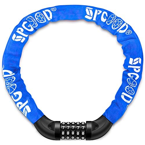Image of SPGOOD Bike Locks Heavy Duty/Bicycle Chain/Cycling Lock (14 Colors) 5-Digits Codes Resettable 100,000 Codes for Bike Cycle, Moto, Door, Gate Fence 830mm Length(Dark Blue)