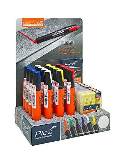 Image of Pica VISOR Permanent Longlife Marker Display 16pc Red Yellow Blue White