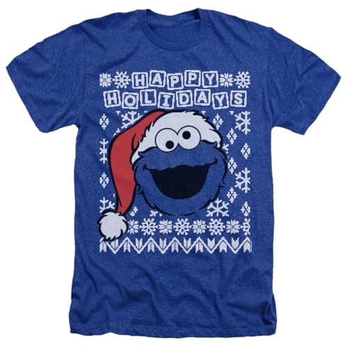 Image of Sesame Street Cookie Monster Ugly Christmas Unisex T Shirt, Royal, XX-Large