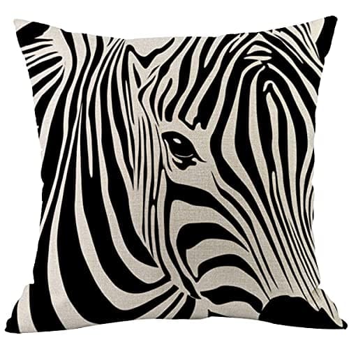 Image of CANSEGO Zebra Throw Pillow Cover Black White Zebra Animal Skin Stripes Pillowcases Home Decorative Cotton Linen Pillow Cushion for Sofa Chair 18x18 Inch