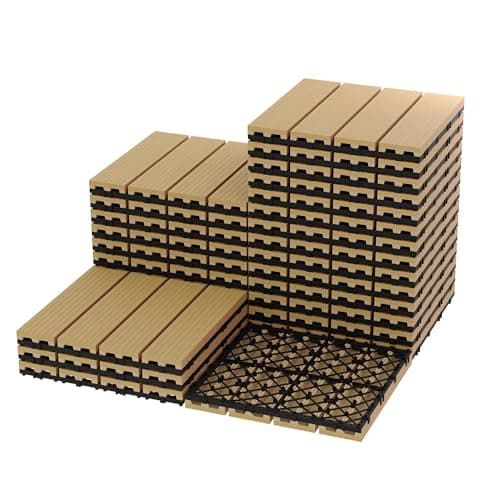 Image of Lidzopas 27 Pcs Composite Decking Tiles 30x30cm Interlocking WPC Deck Panels Weather-Proof Composite Floor Flooring Boards for Outdoor & Indoor Patio Garden Balcony Poolside