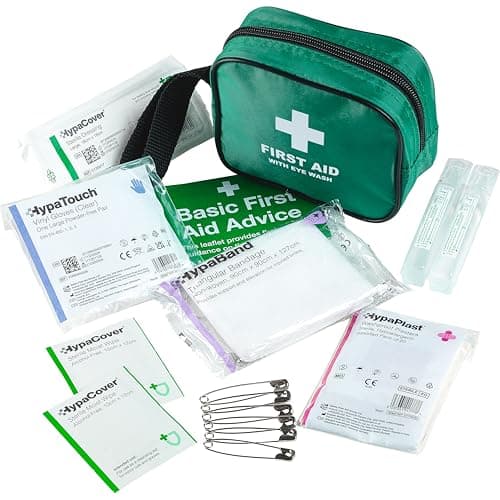Image of Safety First Aid Group One Person First Aid Kit with Eye Wash Pods - Portable, Water-Resistant Nylon Pouch