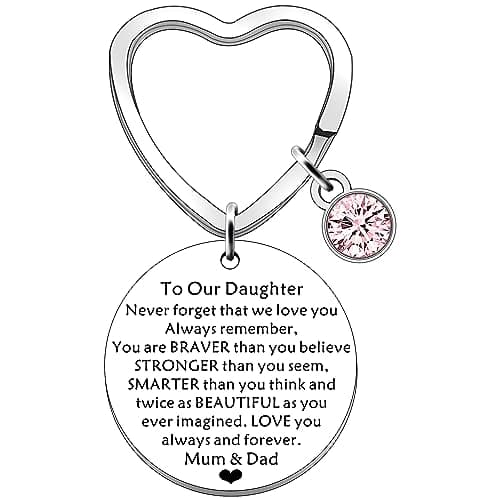 Image of SDOFY Daughter Keyring Gifts from Mum and Dad - Birthday & Christmas Gifts for Girls - To Our Daughter Keychain