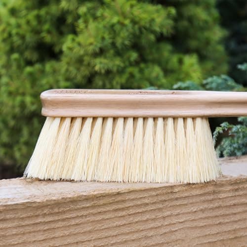 Image of CHARLES BENTLEY Hand Brush, Tampico Hand Brush, for Garden & Outdoor, Maintenance, Premium Brushware, Green, FSC Certified Wood, Made In Britain, Contoured Handle, Soft Natural Bristles (30x8x5cm)