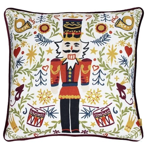 Image of furn. Christmas Nutcracker Cushion Cover, Polyester, Multi, 466CHNU/CC5/MUL, Multicolour, 43 x 43cm