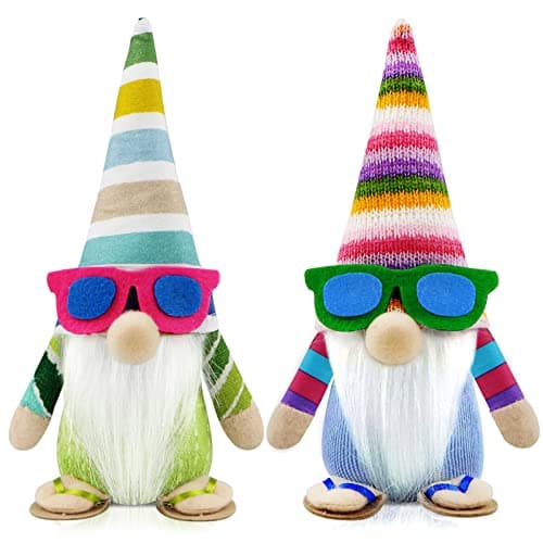 Image of Godeufe Set of 2 Spring Gonk Decoration Summer Beach Gnome Scandinavian Tomte Handmade for Party Farmhouse Home Table Kitchen Shelf Display Decorations