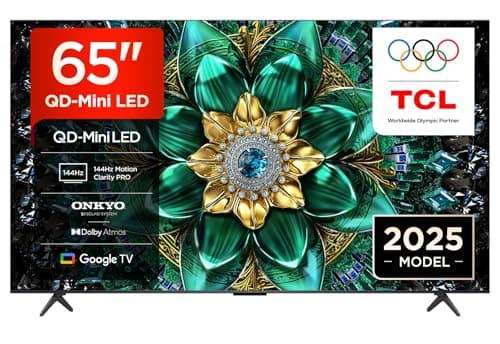 Image of TCL 65Q6C-UK QD-Mini LED TV, 4K HDR Premium 1000nits, Smart TV Powered by Google TV (Dolby Vision IQ & Atmos, Onkyo 2.1 Sound System, 144Hz Motion Clarity Pro, 2025 Model)