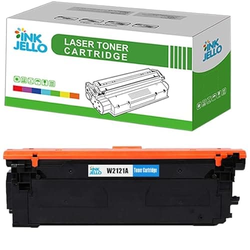 Image of Inkjello W2121A / 212A With Chip Toner Cartridge For Printer, Compatible With HP Colour LaserJet Enterprise Flow MFP M578c M554dn M554dn2e M555dn M555x MFP M578dn MFP M578f Cyan (1 Pack)