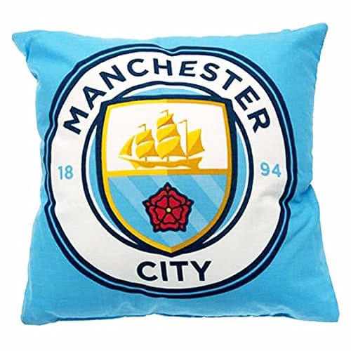 Image of MANCHESTER CITY FC Official Crest Design Cushion (One Size) (Multicoloured)