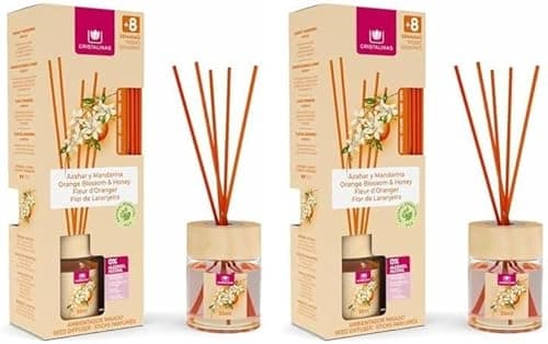 Image of CRISTALINAS Air Freshener, Reed Diffuser, 40ml / 8 weeks, 0% alcohol, Orange Blossom & Honey (Pack of 2)