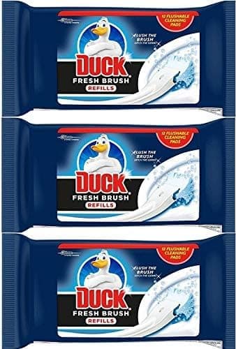 Image of 36 Refills Packs Flushable Cleaning Pads of Duck Toilet Cleaner Fresh Brush Refills (3x12)