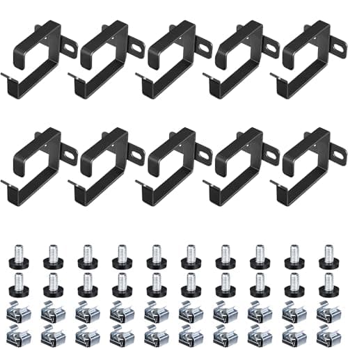 Image of kwmobile Server Rack Cable Management Brackets - Set of 10 Steel Fibre Optic, Network, Patch Cable Organiser Management System Screw-On Brackets