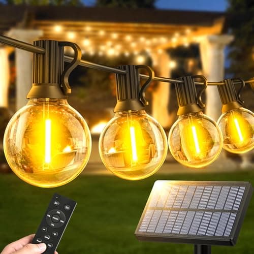 Image of Warlisou Solar-String-Lights-Outdoor-Garden - G40 45.9ft String Lights Outdoor Festoon - Remote Control 14M Garden Light Outside Solar Powered Waterproof Led - Patio Party Gazebo Weding